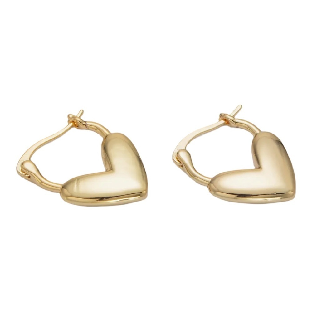 Gold Heart Latch Hoop Earrings (7002) - Picture 2 of 2